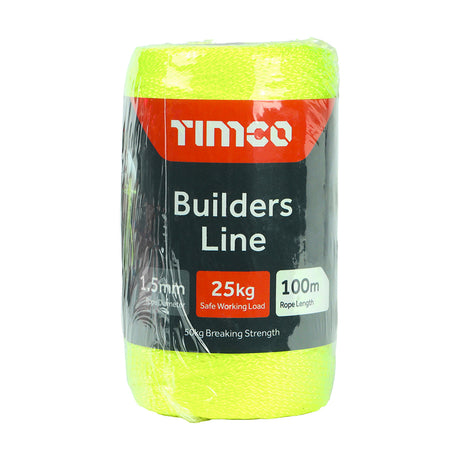 This is an image showing TIMCO Builders Line - Yellow - Tube - 1.5mm x 100m - 1 Each Unit available from T.H Wiggans Ironmongery in Kendal, quick delivery at discounted prices.