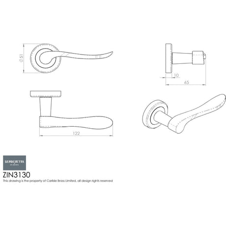 This image is a line drwaing of a Serozzetta - Verdun Lever On Rose - Satin Chrome available to order from Trade Door Handles in Kendal