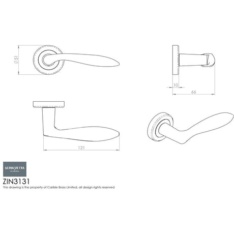 This image is a line drwaing of a Serozzetta - Shark Lever on Rose - Satin Chrome available to order from Trade Door Handles in Kendal