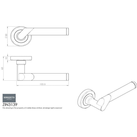 This image is a line drwaing of a Serozzetta - Irwin Lever On Rose - Dual Finish-Polished/Satin Chrome available to order from Trade Door Handles in Kendal