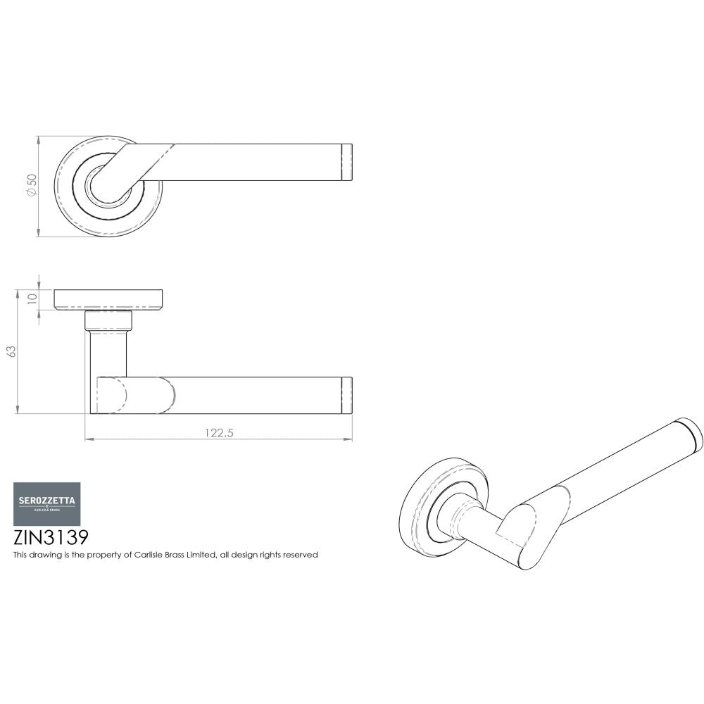 This image is a line drwaing of a Serozzetta - Irwin Lever On Rose - Dual Finish-Polished/Satin Chrome available to order from Trade Door Handles in Kendal