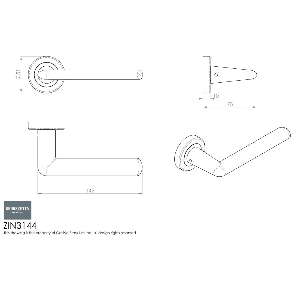 This image is a line drwaing of a Serozzetta - Manon Lever on Rose - Polished Chrome available to order from Trade Door Handles in Kendal