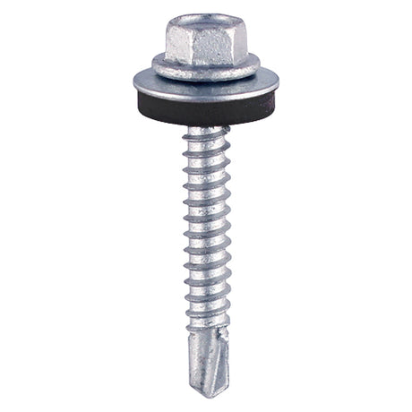 This is an image showing TIMCO Metal Construction Light Section Screws - Hex - EPDM Washer - Self-Drilling - Zinc - 5.5 x 50 - 100 Pieces Bag available from T.H Wiggans Ironmongery in Kendal, quick delivery at discounted prices.