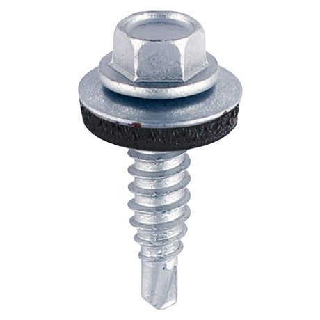 This is an image showing TIMCO Metal Construction Stitching Screws - For Sheet to Sheet - Hex - EPDM Washer - Self-Drilling - Zinc - 6.3 x 22 - 100 Pieces Bag available from T.H Wiggans Ironmongery in Kendal, quick delivery at discounted prices.