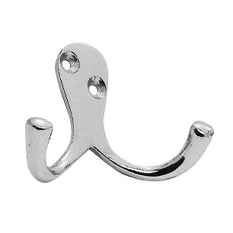 This is an image of a Carlisle Brass - Victorian Double Robe Hook - Polished Chrome that is availble to order from T.H Wiggans Architectural Ironmongery in Kendal in Kendal.