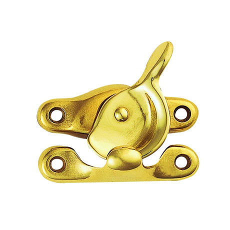 This is an image of a Carlisle Brass - Fitch Pattern Sash Fastener - Polished Brass that is availble to order from T.H Wiggans Architectural Ironmongery in Kendal in Kendal.