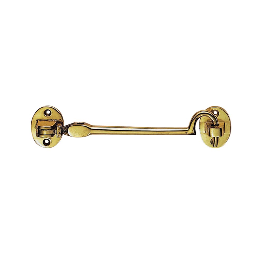 This is an image of a Carlisle Brass - Silent Pattern Cabin Hook - Polished Brass that is availble to order from T.H Wiggans Architectural Ironmongery in Kendal in Kendal.