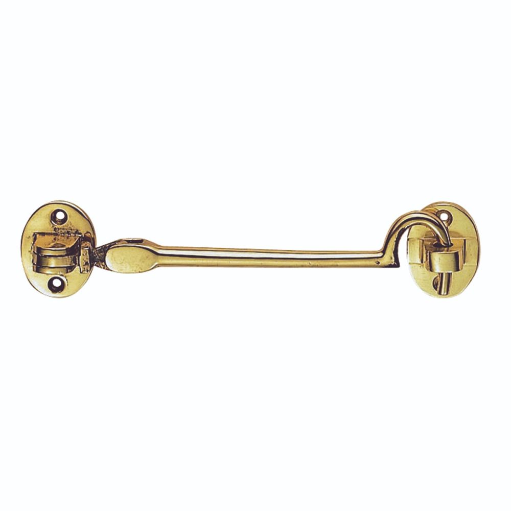 This is an image of a Carlisle Brass - Silent Pattern Cabin Hook - Polished Brass that is availble to order from T.H Wiggans Architectural Ironmongery in Kendal in Kendal.