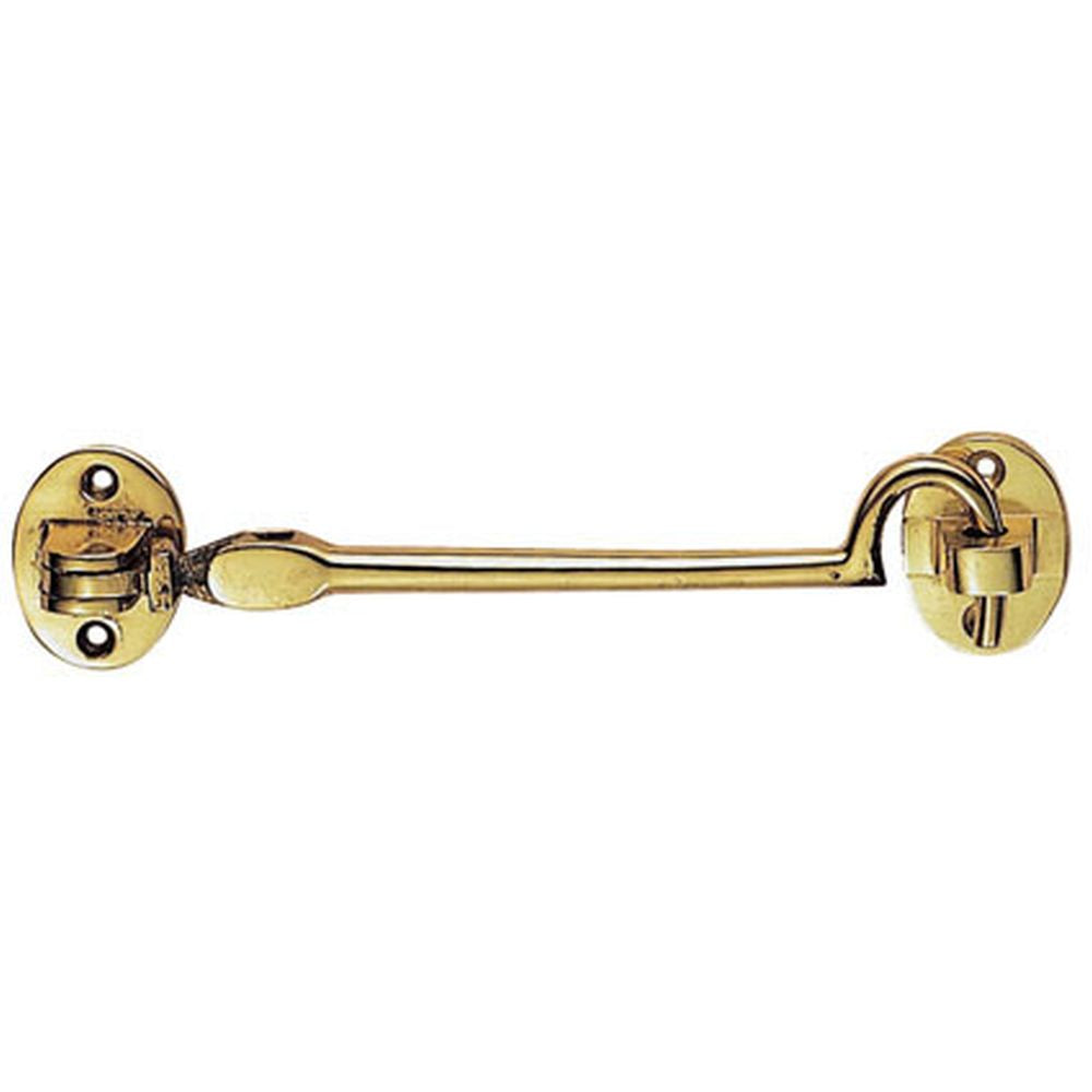 This is an image of a Carlisle Brass - Silent Pattern Cabin Hook - Polished Brass that is availble to order from T.H Wiggans Architectural Ironmongery in Kendal in Kendal.