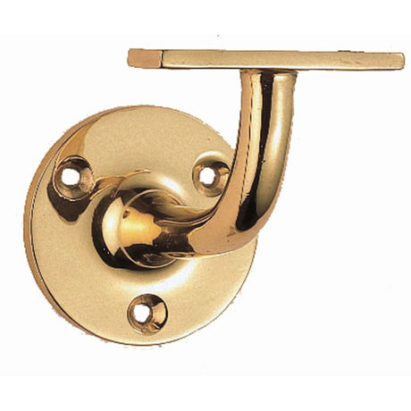 This is an image of a Carlisle Brass - Heavyweight Handrail Bracket - Polished Brass that is availble to order from T.H Wiggans Architectural Ironmongery in Kendal in Kendal.
