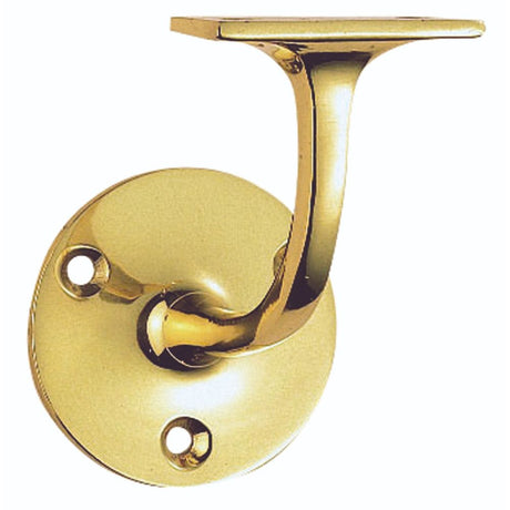 This is an image of a Carlisle Brass - Lightweight Handrail Bracket - Polished Brass that is availble to order from T.H Wiggans Architectural Ironmongery in Kendal in Kendal.