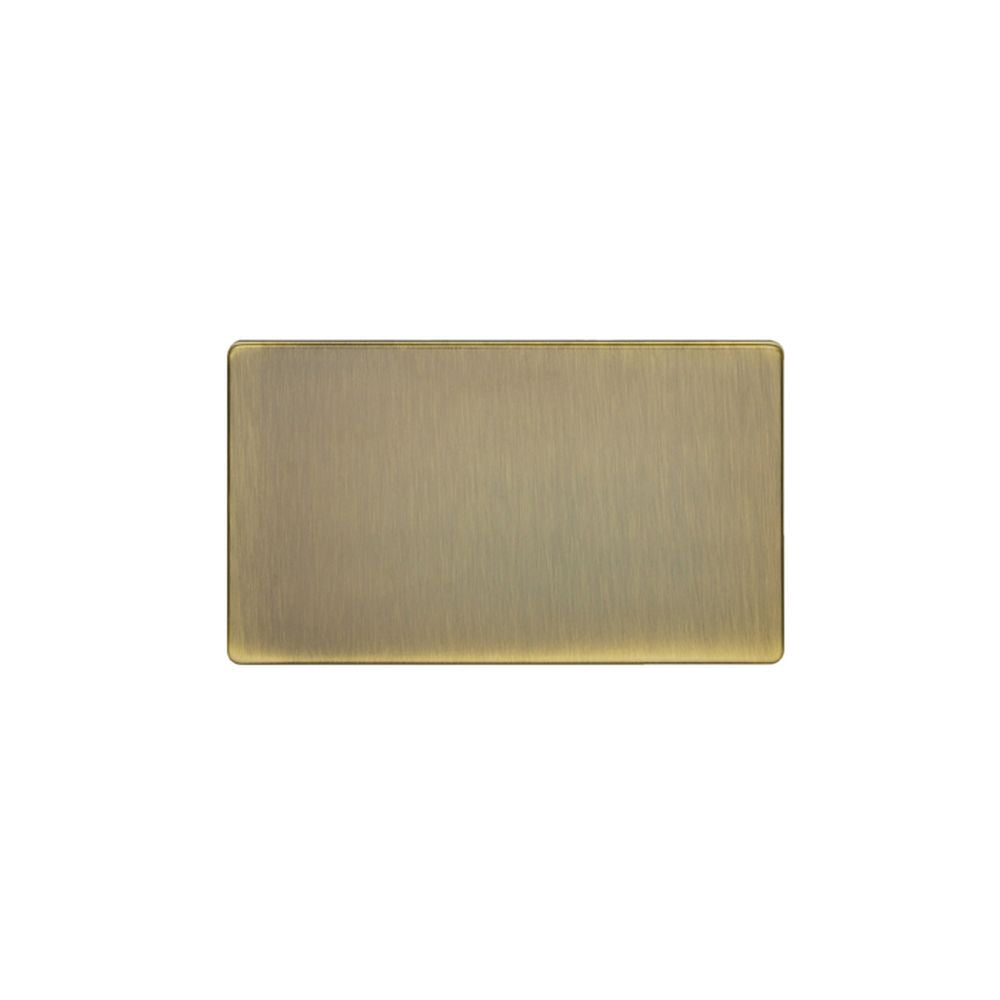 This is an image showing Eurolite Concealed 3mm Double Blank Plate - Antique Brass (With Black Trim) ab2bb available to order from T.H. Wiggans Ironmongery in Kendal, quick delivery and discounted prices.