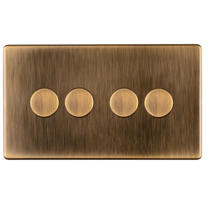 This is an image showing Eurolite 4 Gang Dimmer - Antique Brassab4dled available to order from T.H. Wiggans Ironmongery in Kendal, quick delivery and discounted prices.