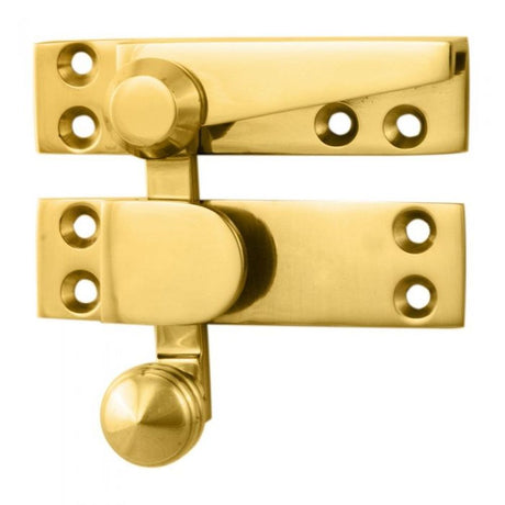 This is an image of a Carlisle Brass - Architectural Quality Quadrant Sash Fastener - Polished Brass that is availble to order from T.H Wiggans Architectural Ironmongery in Kendal in Kendal.