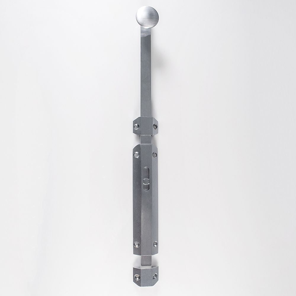 This is an image of a Carlisle Brass - Surface Bolt - extended 355mm - Satin Chrome that is availble to order from T.H Wiggans Architectural Ironmongery in Kendal in Kendal.