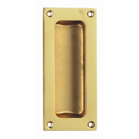 This is an image of a Carlisle Brass - Flush Pull - Polished Brass that is availble to order from T.H Wiggans Architectural Ironmongery in Kendal in Kendal.