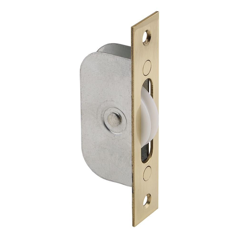This is an image of a Carlisle Brass - Sash Window Axle Pulley No 2 - Polished Brass that is availble to order from T.H Wiggans Architectural Ironmongery in Kendal in Kendal.
