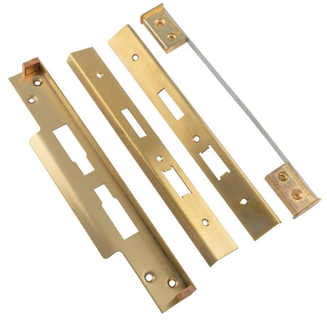 This is an image of a Eurospec - Rebate Set Architectural Din Locks - PVD that is availble to order from T.H Wiggans Architectural Ironmongery in Kendal.