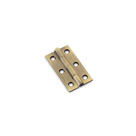 This is an image showing Alexander & Wilks Heavy Pattern Solid Brass Cabinet Butt Hinge - Antique Brass - 2" aw050-ch-ab available to order from T.H Wiggans Ironmongery in Kendal, quick delivery and discounted prices.