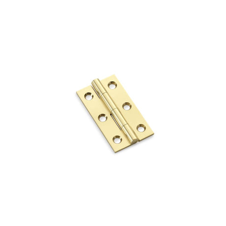 This is an image showing Alexander & Wilks Heavy Pattern Solid Brass Cabinet Butt Hinge - Polished Brass - 2" aw050-ch-pb available to order from T.H Wiggans Ironmongery in Kendal, quick delivery and discounted prices.