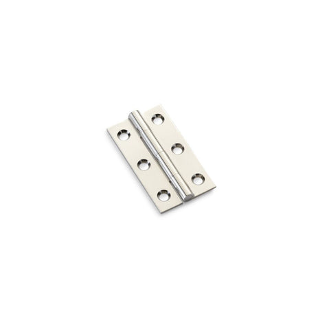 This is an image showing Alexander & Wilks Heavy Pattern Solid Brass Cabinet Butt Hinge - Polished Nickel - 2" aw050-ch-pn available to order from T.H Wiggans Ironmongery in Kendal, quick delivery and discounted prices.