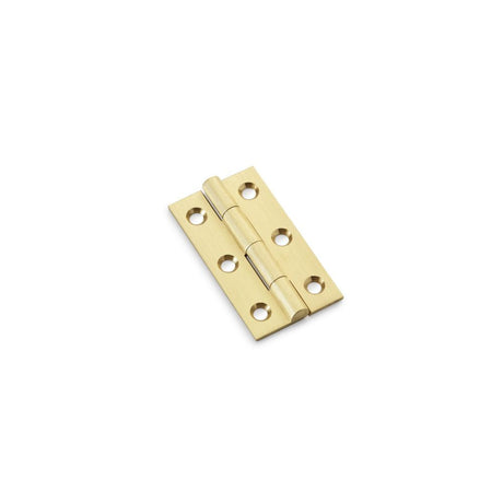 This is an image showing Alexander & Wilks Heavy Pattern Solid Brass Cabinet Butt Hinge - Satin Brass - 2" aw050-ch-sb available to order from T.H Wiggans Ironmongery in Kendal, quick delivery and discounted prices.