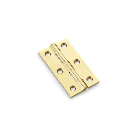 This is an image showing Alexander & Wilks Heavy Pattern Solid Brass Cabinet Butt Hinge - Polished Brass - 2.5" aw064-ch-pb available to order from T.H Wiggans Ironmongery in Kendal, quick delivery and discounted prices.