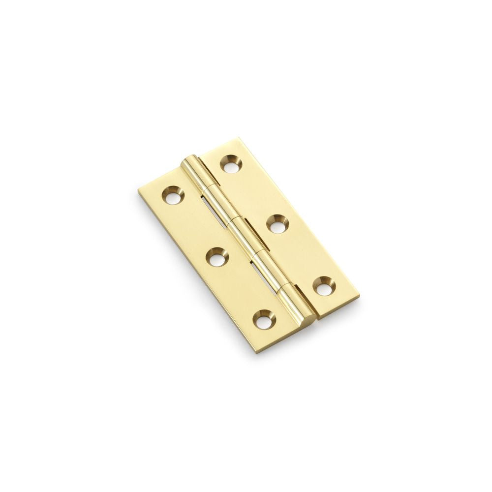 This is an image showing Alexander & Wilks Heavy Pattern Solid Brass Cabinet Butt Hinge - Polished Brass - 2.5" aw064-ch-pb available to order from T.H Wiggans Ironmongery in Kendal, quick delivery and discounted prices.