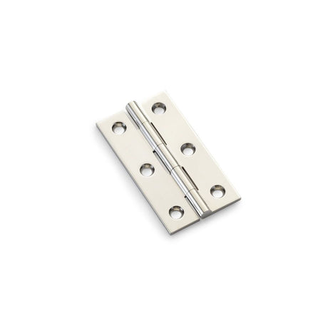 This is an image showing Alexander & Wilks Heavy Pattern Solid Brass Cabinet Butt Hinge - Polished Nickel - 2.5" aw064-ch-pn available to order from T.H Wiggans Ironmongery in Kendal, quick delivery and discounted prices.