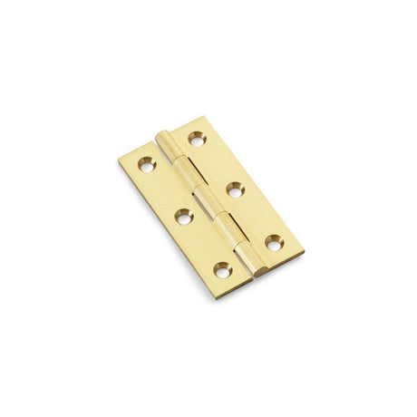 This is an image showing Alexander & Wilks Heavy Pattern Solid Brass Cabinet Butt Hinge - Satin Brass - 2.5" aw064-ch-sb available to order from T.H Wiggans Ironmongery in Kendal, quick delivery and discounted prices.