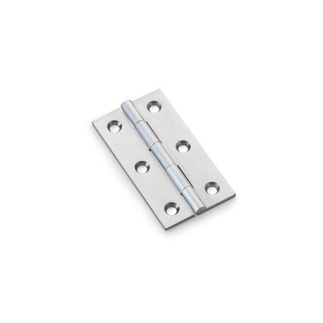 This is an image showing Alexander & Wilks Heavy Pattern Solid Brass Cabinet Butt Hinge - Satin Chrome - 2.5" aw064-ch-sc available to order from T.H Wiggans Ironmongery in Kendal, quick delivery and discounted prices.