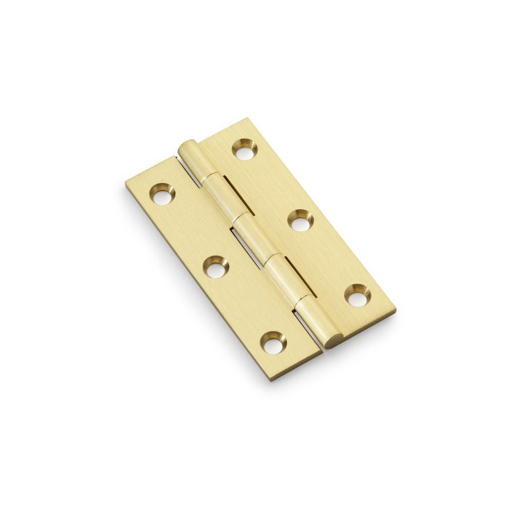 This is an image showing Alexander & Wilks Heavy Pattern Solid Brass Cabinet Butt Hinge - Satin Brass - 3" aw075-ch-sb available to order from T.H Wiggans Ironmongery in Kendal, quick delivery and discounted prices.