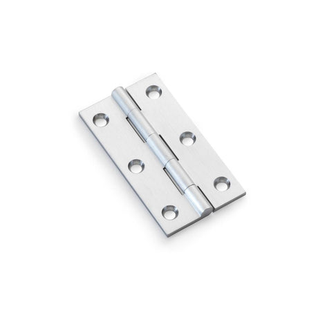 This is an image showing Alexander & Wilks Heavy Pattern Solid Brass Cabinet Butt Hinge - Satin Chrome - 3" aw075-ch-sc available to order from T.H Wiggans Ironmongery in Kendal, quick delivery and discounted prices.