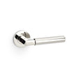 This is an image showing Alexander & Wilks Hurricane Plain Lever on Round Rose - Polished Nickel PVD aw201pnpvd available to order from T.H Wiggans Ironmongery in Kendal, quick delivery and discounted prices.