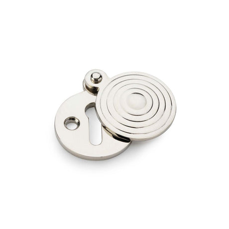 This is an image showing Alexander & Wilks Standard Key Profile Round Escutcheon with Christoph Design Cover - Polished Nickel aw382-pn available to order from T.H Wiggans Ironmongery in Kendal, quick delivery and discounted prices.