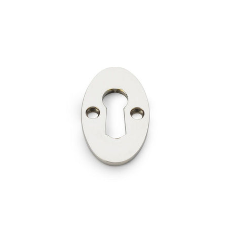 This is an image showing Alexander & Wilks Standard Key Profile Ellipse Escutcheon - Polished Nickel aw383-pn available to order from T.H Wiggans Ironmongery in Kendal, quick delivery and discounted prices.