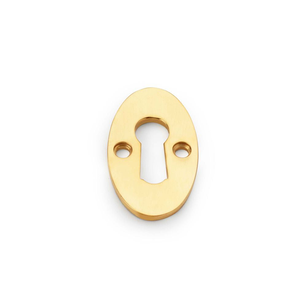 This is an image showing Alexander & Wilks Standard Key Profile Ellipse Escutcheon - Unlacquered Brass aw383-ub available to order from T.H Wiggans Ironmongery in Kendal, quick delivery and discounted prices.