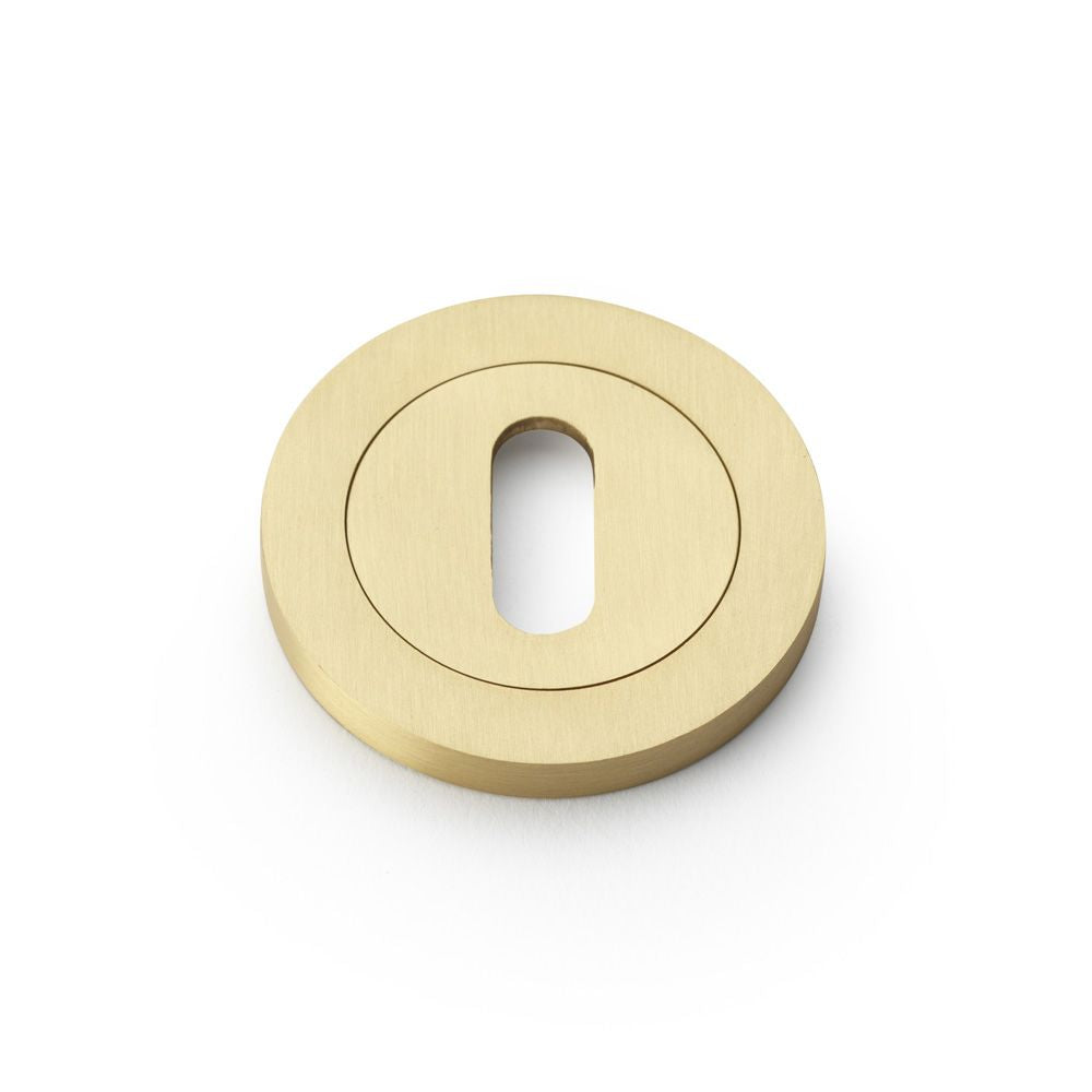 This is an image showing Alexander & Wilks Concealed Fix Escutcheon Standard Profile - Satin Brass aw391sb available to order from T.H Wiggans Ironmongery in Kendal, quick delivery and discounted prices.