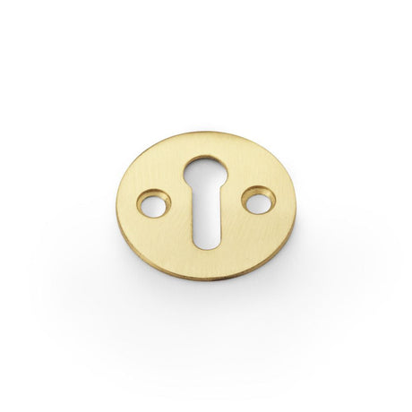 This is an image showing Alexander & Wilks Victorian Standard Profile Escutcheon - Satin Brass aw399sb available to order from T.H Wiggans Ironmongery in Kendal, quick delivery and discounted prices.
