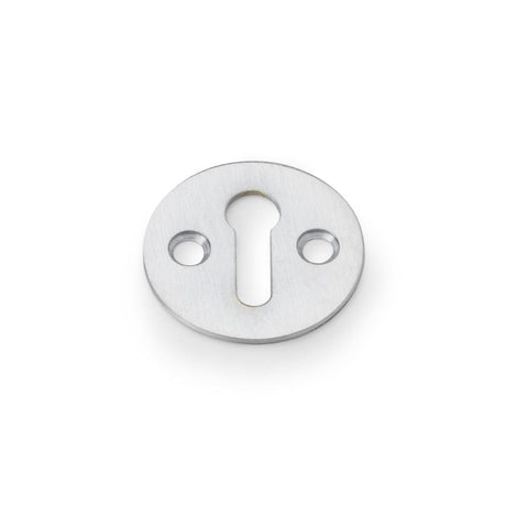 This is an image showing Alexander & Wilks Victorian Standard Profile Escutcheon - Satin Chrome aw399sc available to order from T.H Wiggans Ironmongery in Kendal, quick delivery and discounted prices.