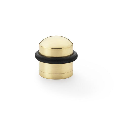 This is an image showing Alexander & Wilks Dome Top Floor Mounted Door Stop - Polished Brass aw638pbl available to order from T.H Wiggans Ironmongery in Kendal, quick delivery and discounted prices.