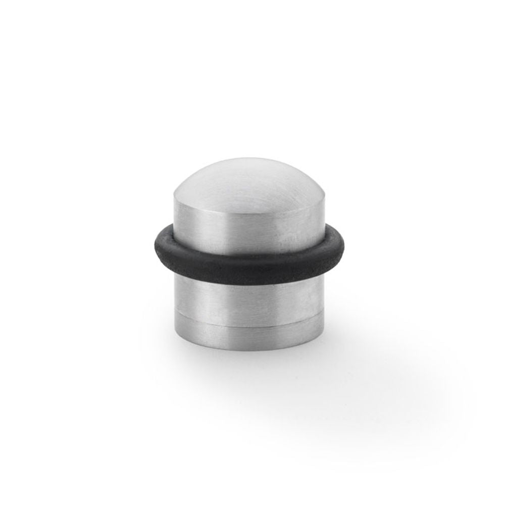 This is an image showing Alexander & Wilks Dome Top Floor Mounted Door Stop - Satin Chrome aw638sc available to order from T.H Wiggans Ironmongery in Kendal, quick delivery and discounted prices.