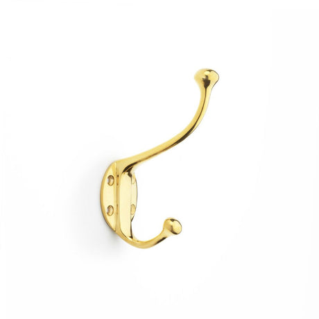 This is an image showing Alexander & Wilks Traditional Hat and Coat Hook - Unlacquered Brass aw772ub available to order from T.H Wiggans Ironmongery in Kendal, quick delivery and discounted prices.