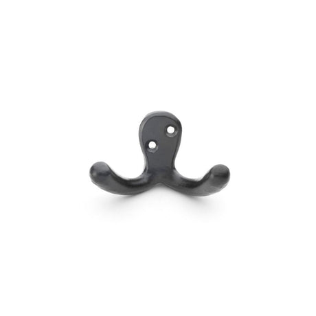 This is an image showing Alexander & Wilks Victorian Double Robe Hook - Black aw773bl available to order from T.H Wiggans Ironmongery in Kendal, quick delivery and discounted prices.