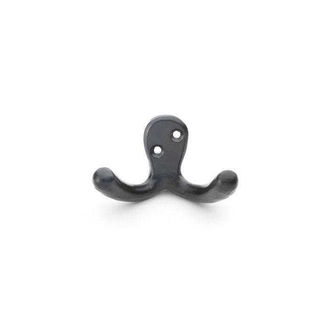 This is an image showing Alexander & Wilks Victorian Double Robe Hook - Black aw773bl available to order from T.H Wiggans Ironmongery in Kendal, quick delivery and discounted prices.