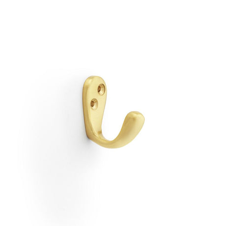This is an image showing Alexander & Wilks Victorian Single Robe Hook - Satin Brass aw774sb available to order from T.H Wiggans Ironmongery in Kendal, quick delivery and discounted prices.