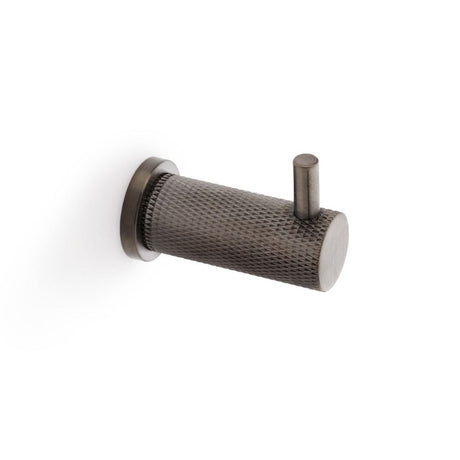 This is an image showing Alexander & Wilks Brunel Knurled Coat Hook - Dark Bronze PVD aw775dbzpvd available to order from T.H Wiggans Ironmongery in Kendal, quick delivery and discounted prices.