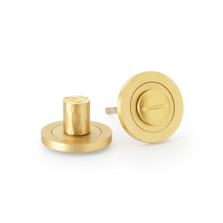 This is an image showing Alexander & Wilks Hammered Thumbturn and Release - Satin Brass aw793sb available to order from T.H Wiggans Ironmongery in Kendal, quick delivery and discounted prices.