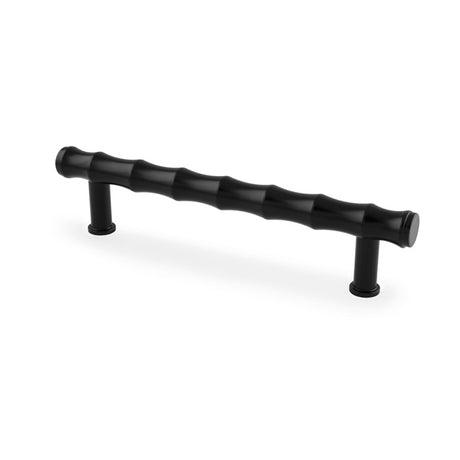 This is an image showing Alexander & Wilks Crispin Bamboo T-bar Cupboard Pull Handle - Black - 128mm Centres aw809b-128-bl available to order from T.H Wiggans Ironmongery in Kendal, quick delivery and discounted prices.