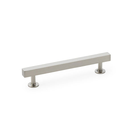This is an image showing Alexander & Wilks Square T-Bar Cabinet Pull Handle - Satin Nickel - Centres 128mm aw815-128-sn available to order from T.H Wiggans Ironmongery in Kendal, quick delivery and discounted prices.